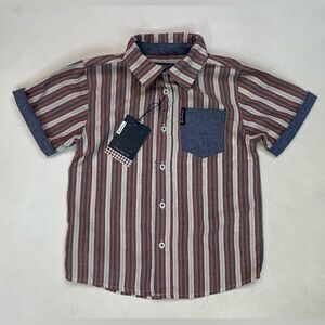 Ben Sherman Button Up Stripe Shirt Boys Size 4T Multicolor Short Sleeve NWT